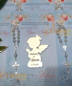 Thanks Card-Large With Rosary & Angel Magnet