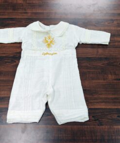 BD152-Raw Silk Romper with Embroidery