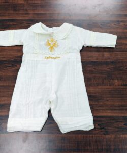 BD152-Raw Silk Romper with Embroidery