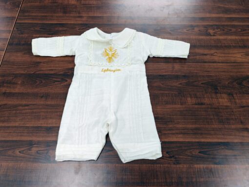 BD152-Raw Silk Romper with Embroidery