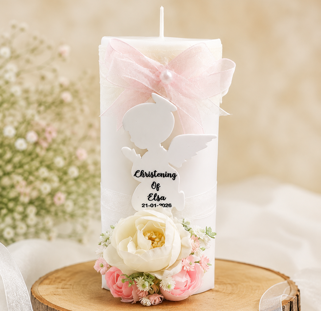 AC9-Small Pillar Candle with Angel